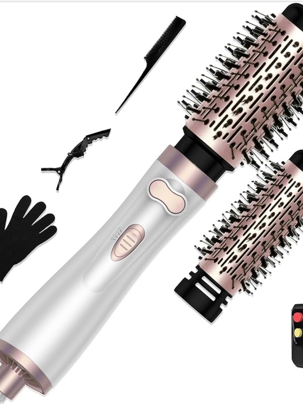 2-in-1 Hot Air Round Brush Styler in Rose Gold and White